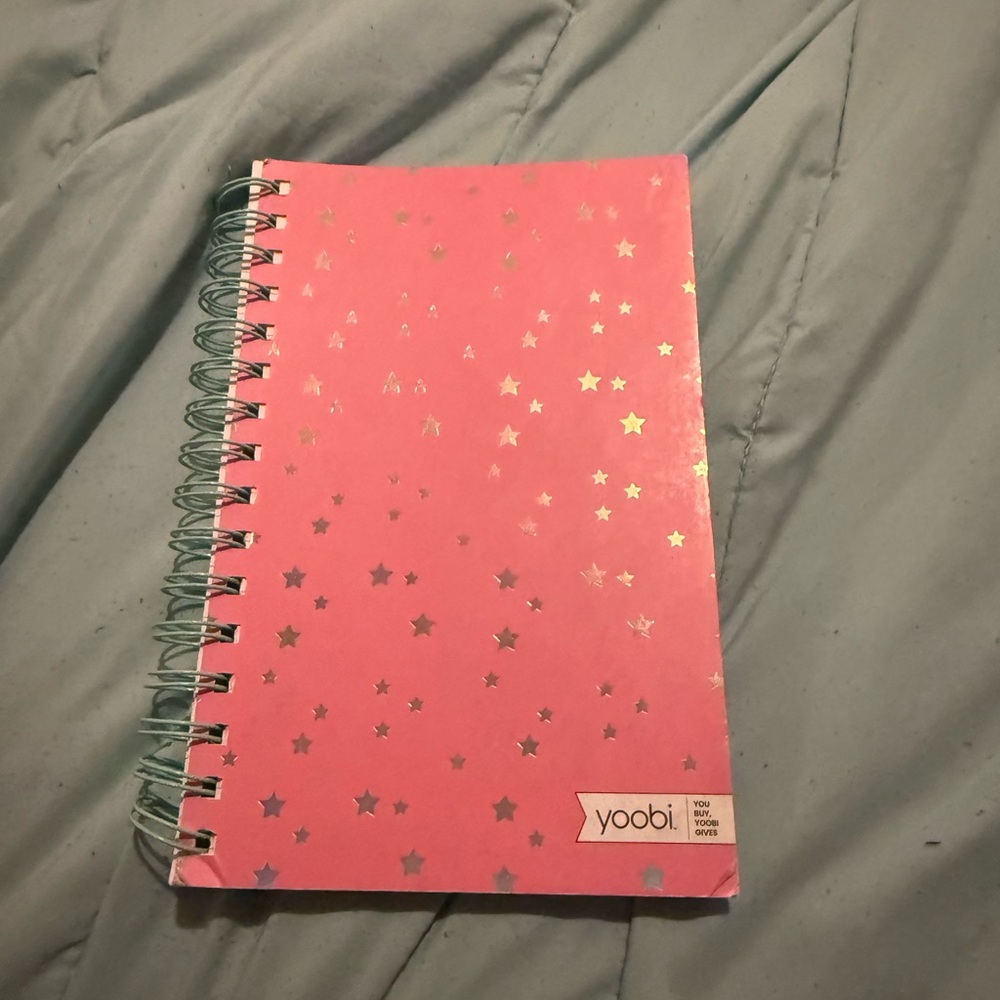 Yoobi Pink Star Spiral Notebook with Mint Coil